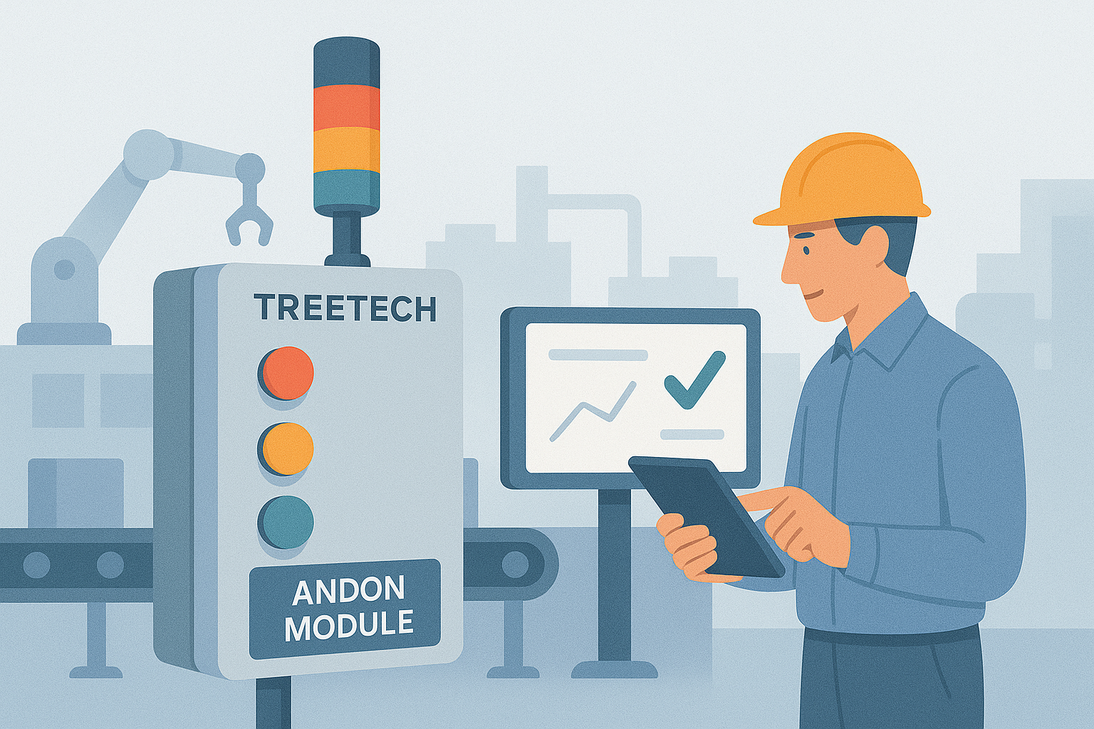 Andon module dashboard showing issue detection and alerts