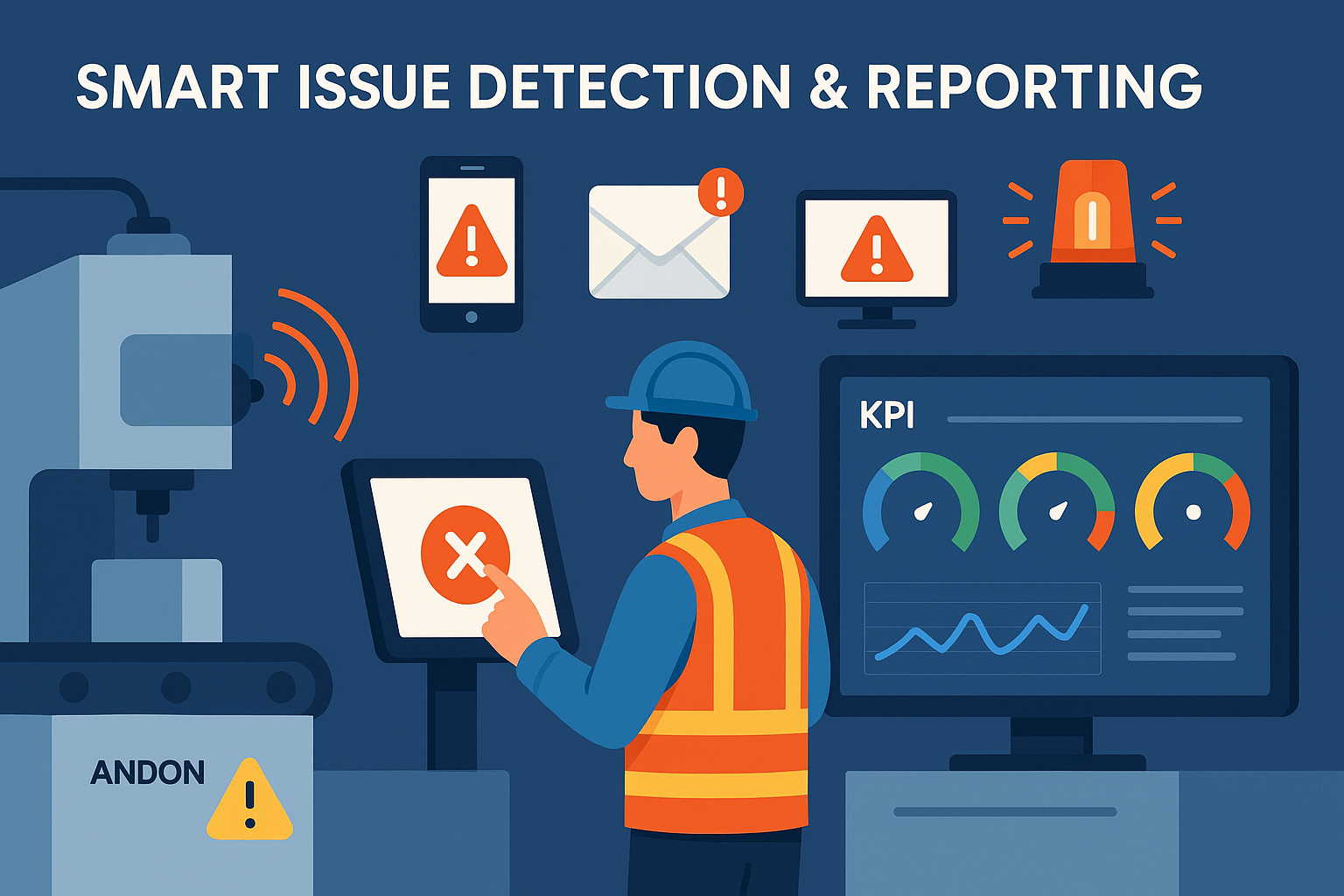 Issue detection interfaces showing sensor data and touchscreen reporting