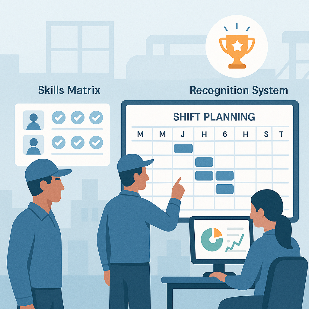 Workforce optimization dashboard showing employee performance metrics